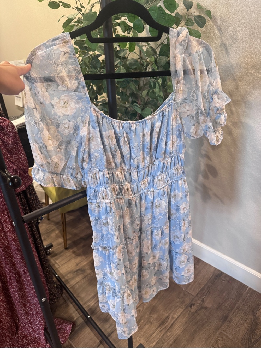 Altar'd State Pastel Blue Floral Mini Dress